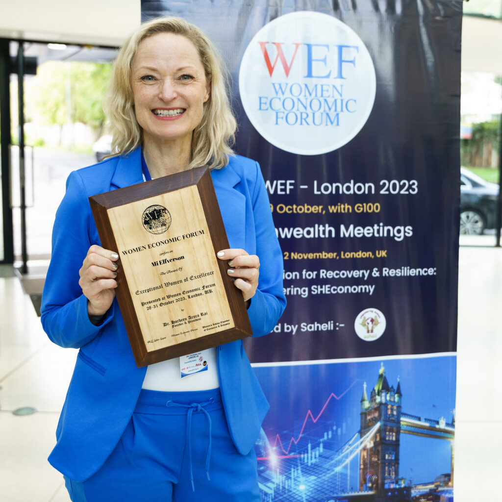 WEF award of Excellence to Mi Elfverson from Dr Harbeen Arora Rai image