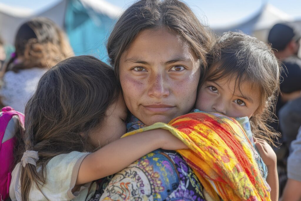 Humanitarian crisis, image of woman with children